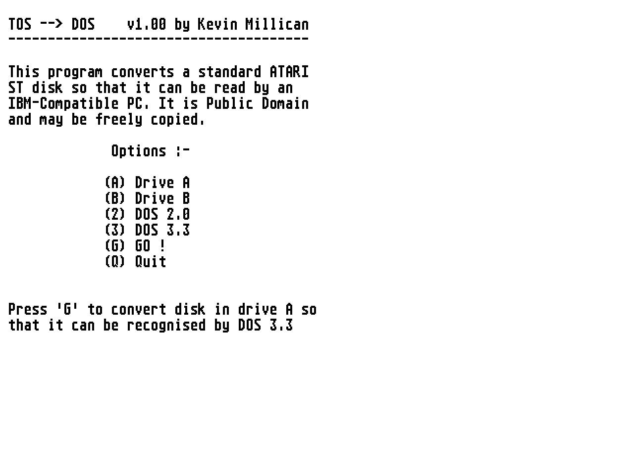 TOS to DOS — screenshot 1